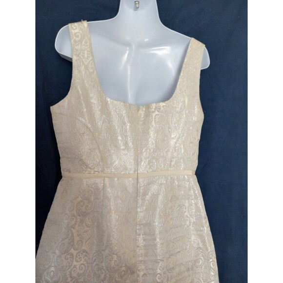 Ivy + Blu Cocktail Dress  Modcloth Ivory Silver Brocade Size 10 - Picture 5 of 5